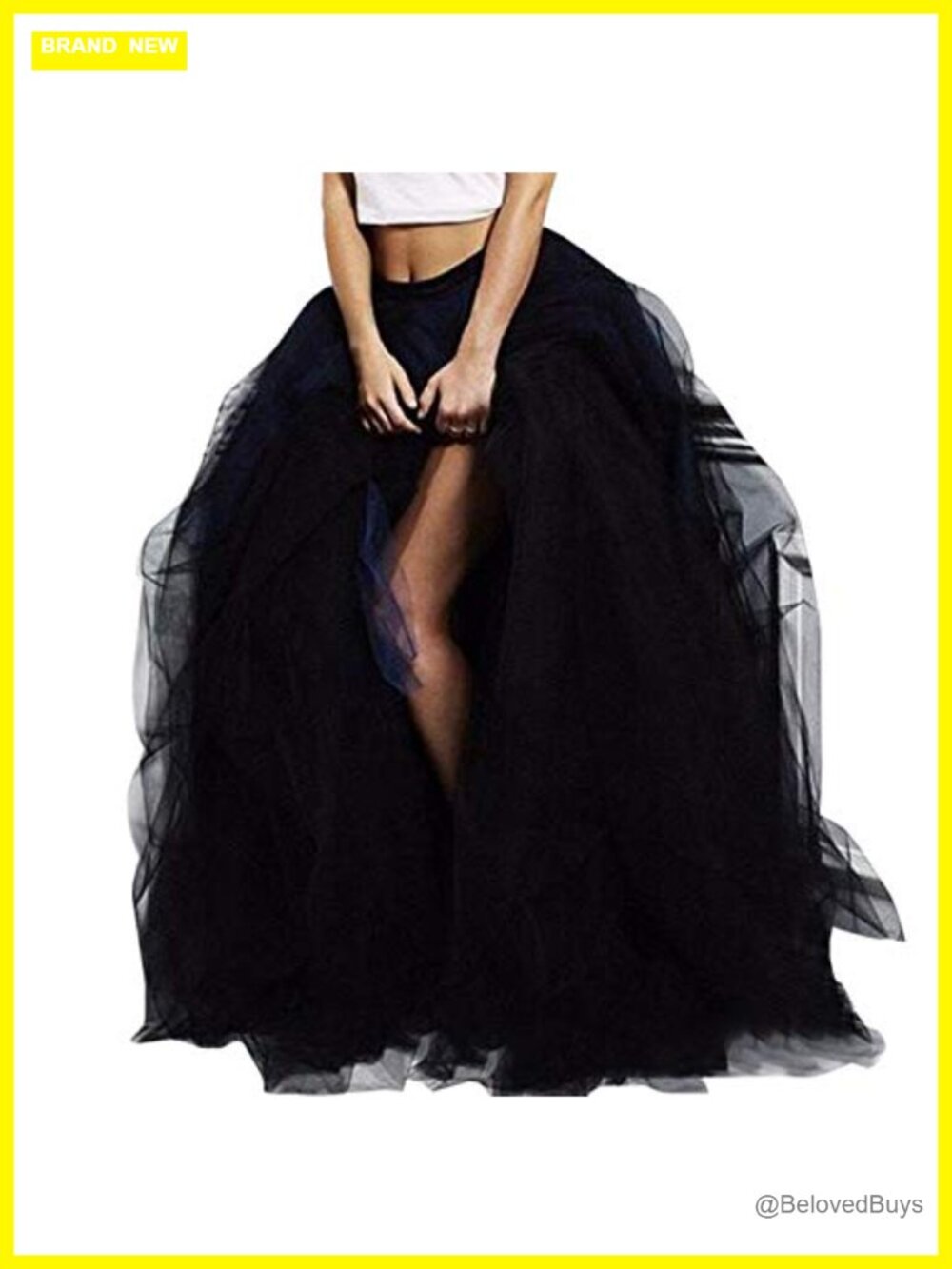 4-Layer Tulle Maxi Skirt with Side Slit - Special Occasion Night Out